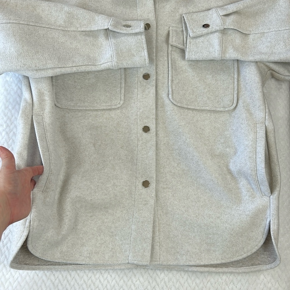Zara Soft-Touch Overshirt Oversized Shacket Woman’s Size Small Light Gray - Picture 11 of 17
